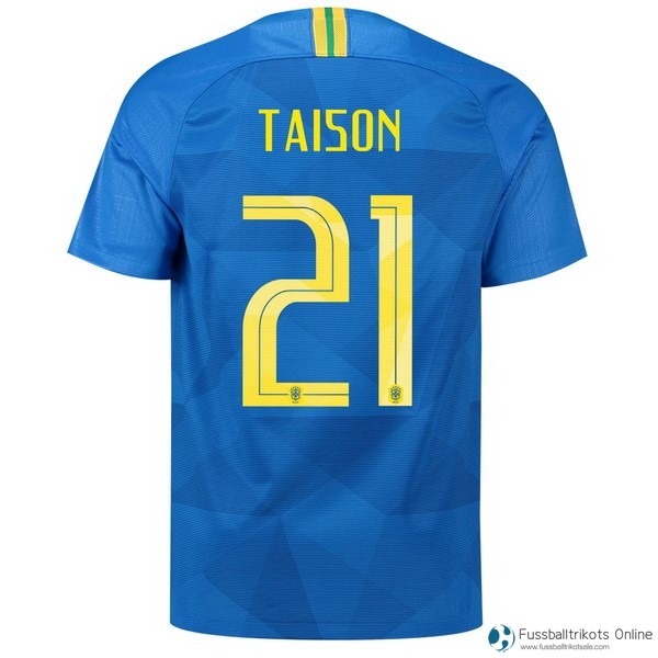 Brasilien Trikot Auswarts Taison 2018 Blau Fussballtrikots Günstig